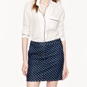 J. Crew Denim Polkadot Mini Skirt Front Pockets Size 8